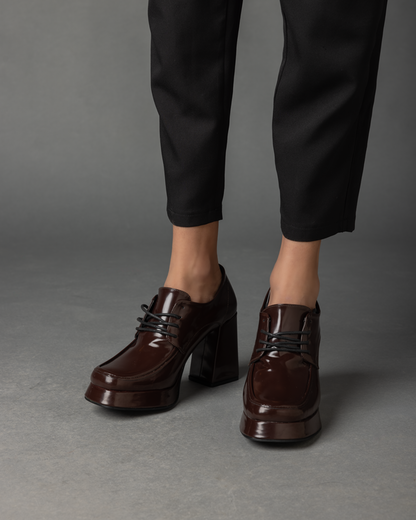 Chunky Loafer Pumps in Chocolate Brown