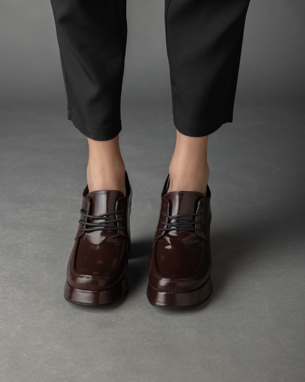 Chunky Loafer Pumps in Chocolate Brown