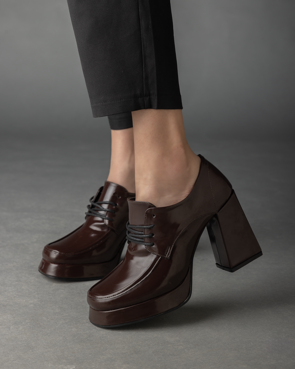 Chunky Loafer Pumps in Chocolate Brown