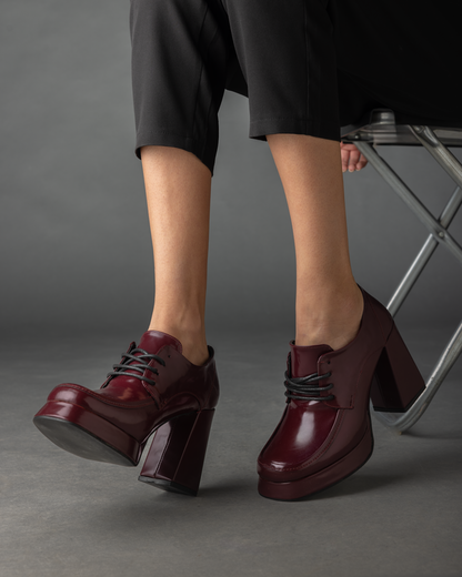 Chunky Loafer Pumps in Burgundy