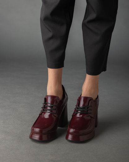 Chunky Loafer Pumps in Burgundy