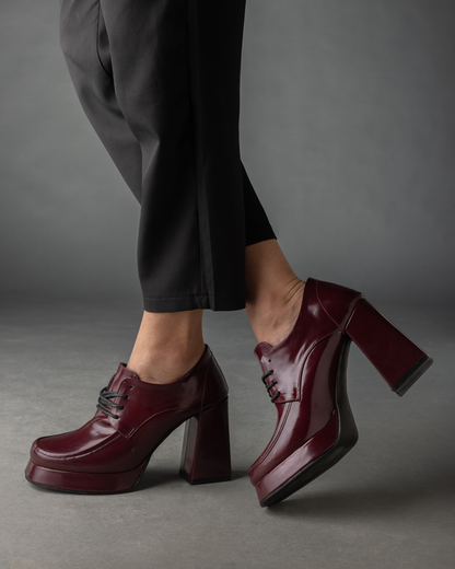 Chunky Loafer Pumps in Burgundy