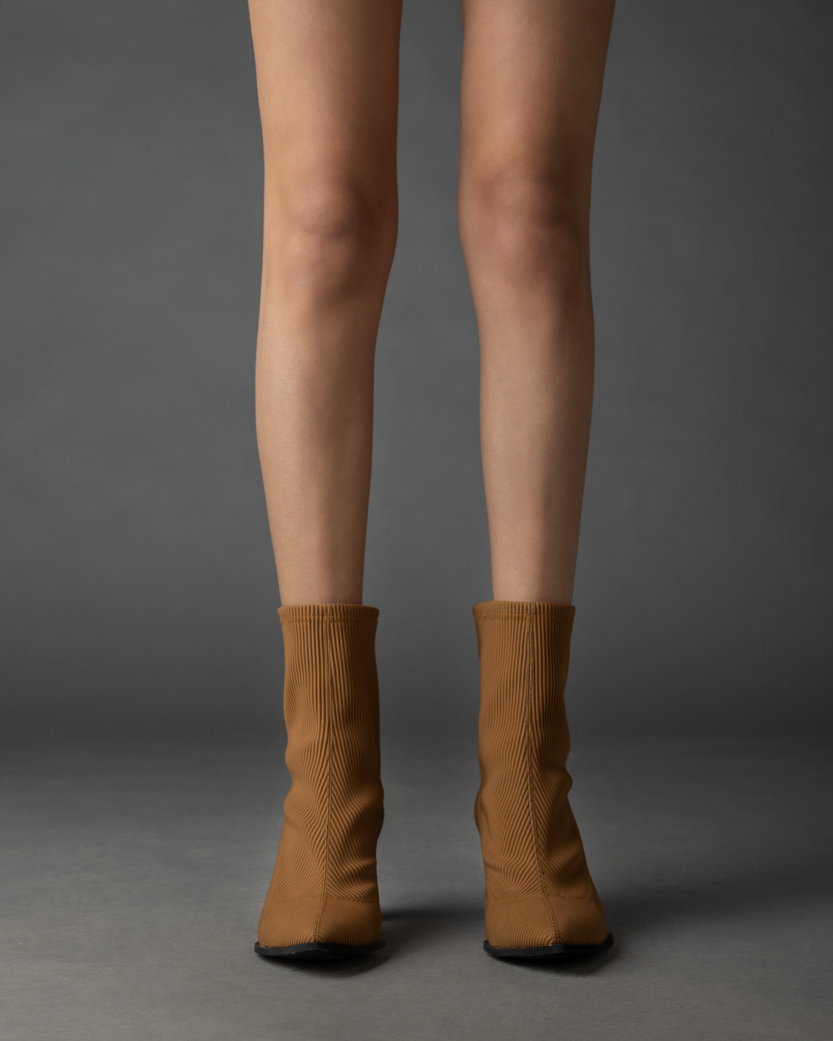 Tricot High Heel Boots in Camel