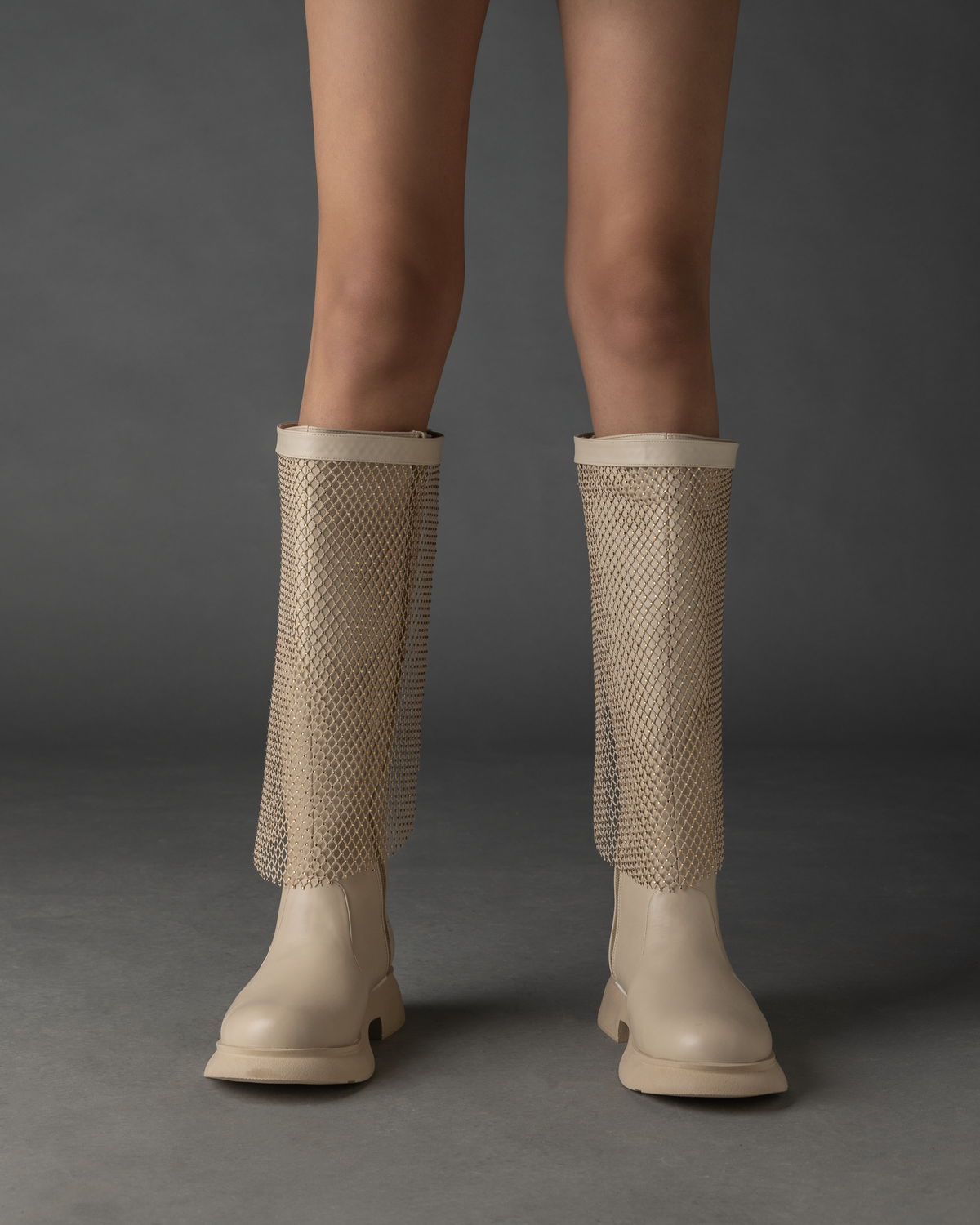 The classic boot with detachable crystal band in Light Beige