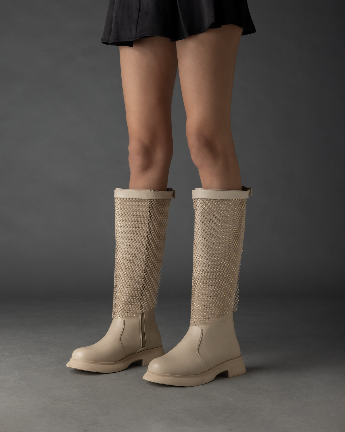 The classic boot with detachable crystal band in Light Beige