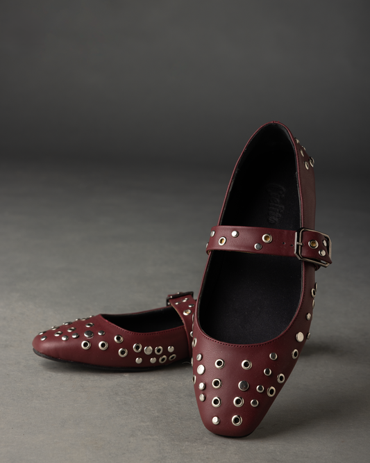 Burgundy Ballerina with Studs