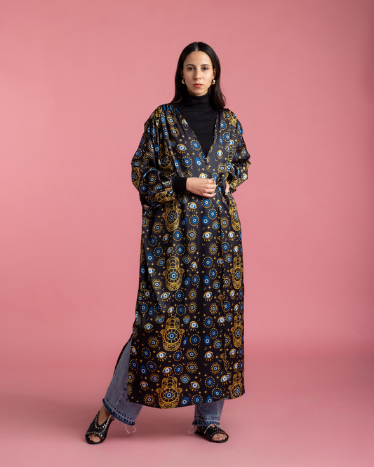 Ramadan Open Cape Kimono - Black