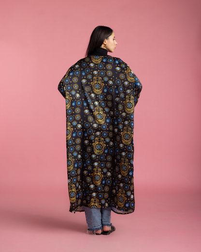 Ramadan Open Cape Kimono - Black