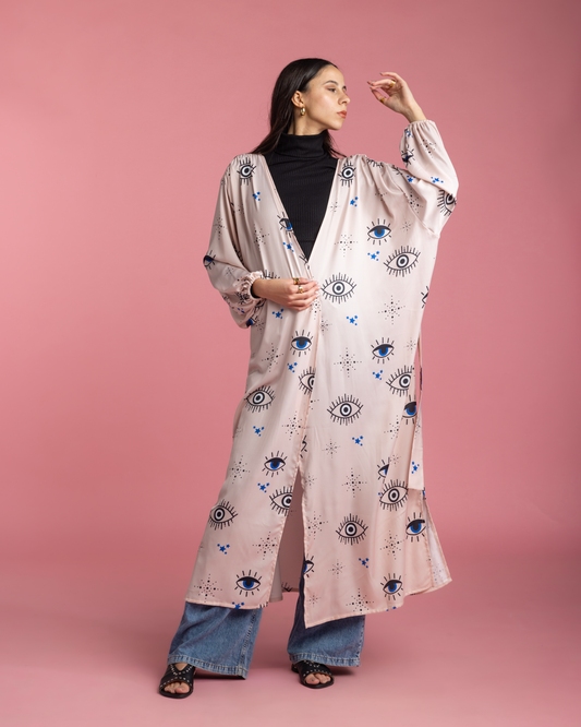 Ramadan Open Cape Kimono - Rose