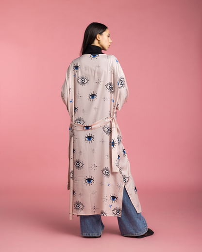 Ramadan Open Cape Kimono - Rose