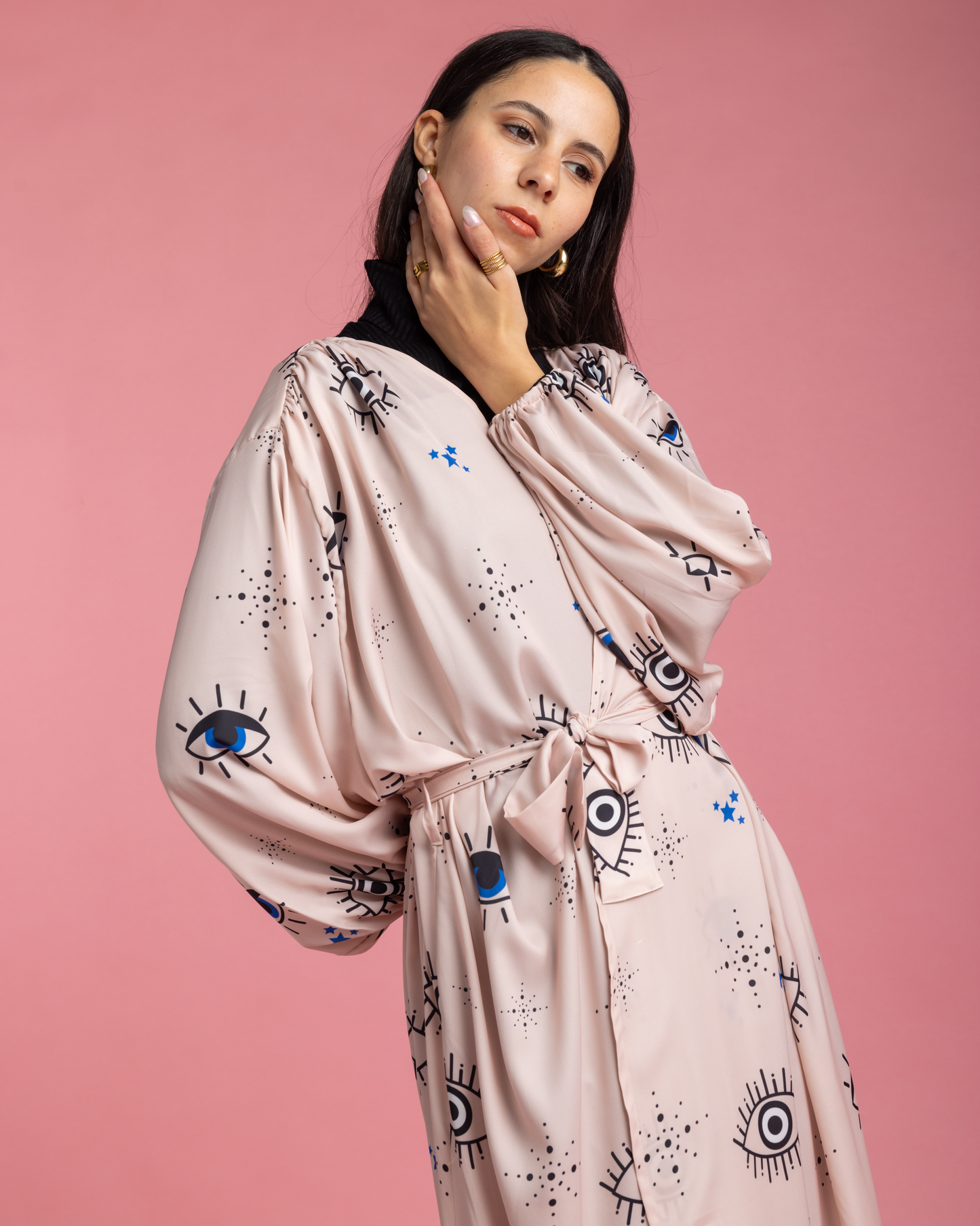 Ramadan Open Cape Kimono - Rose