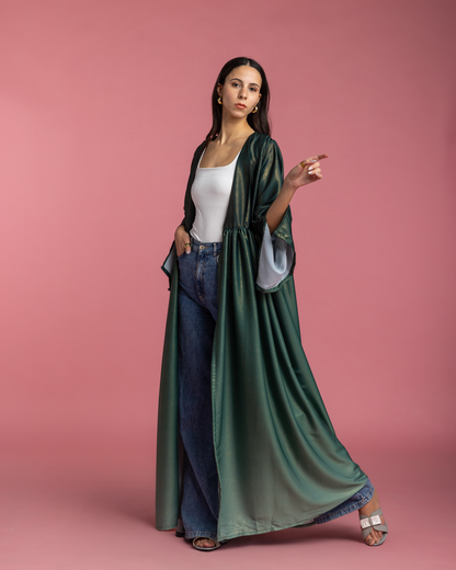 Green Satin Ombré Kimono