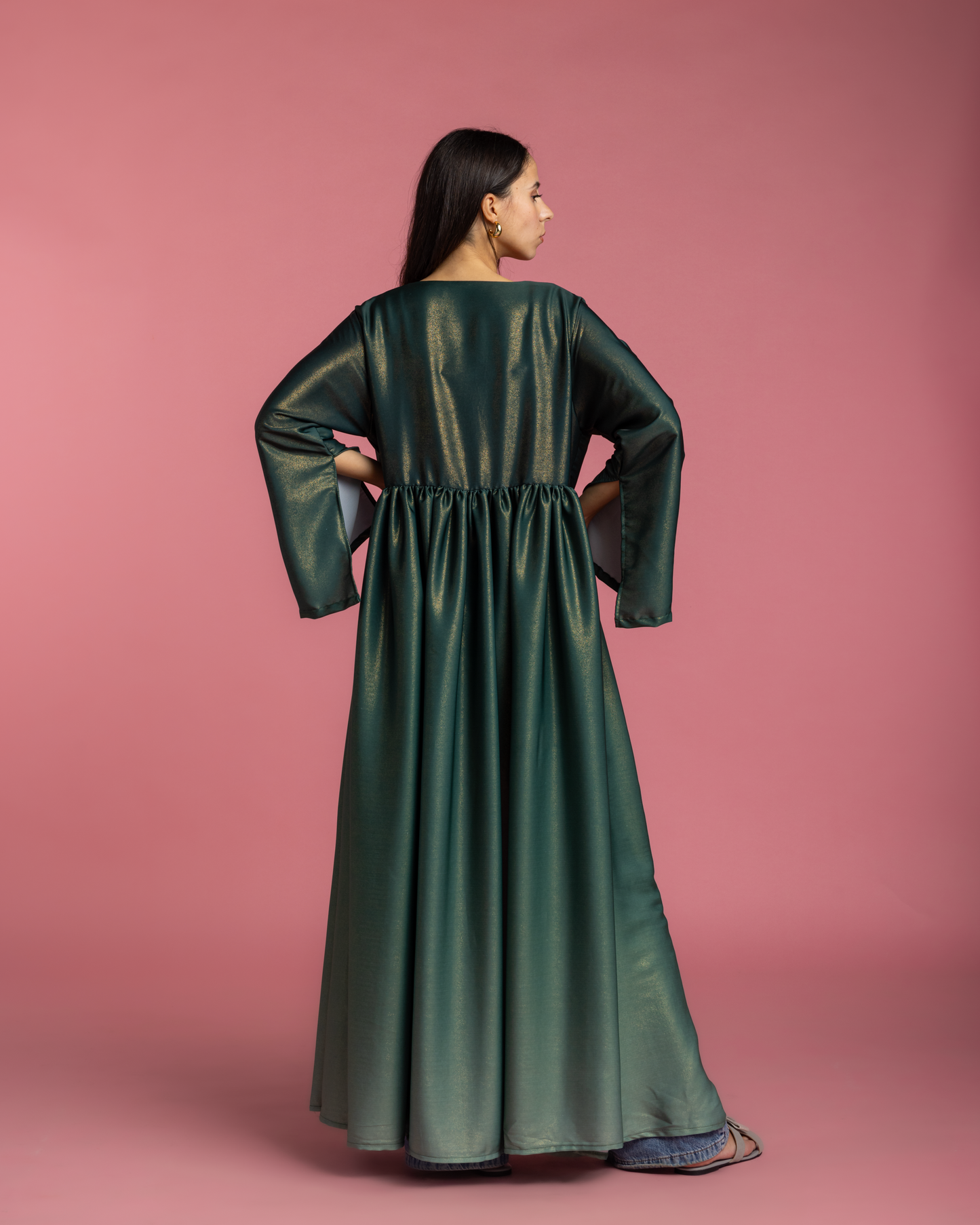 Green Satin Ombré Kimono