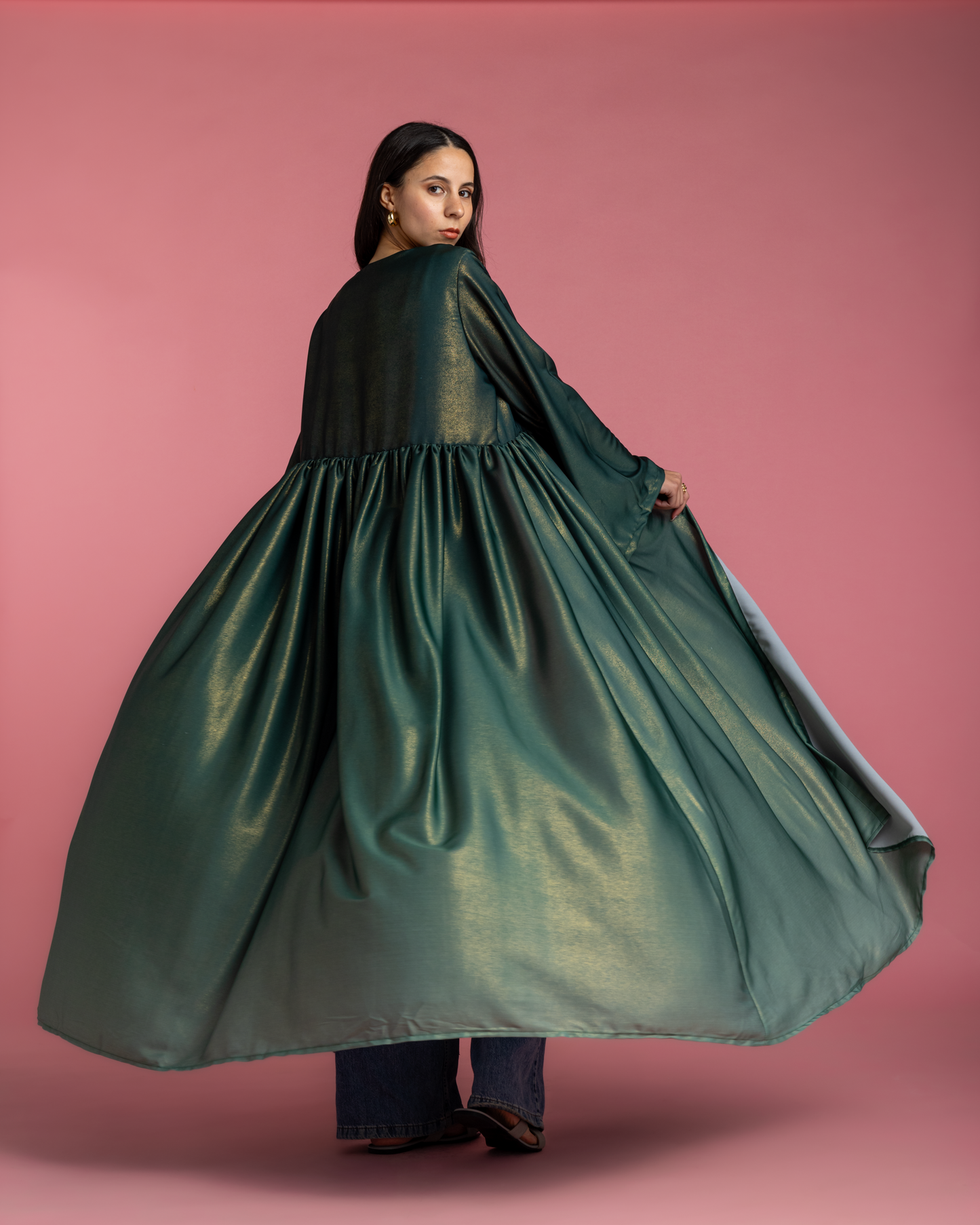 Green Satin Ombré Kimono