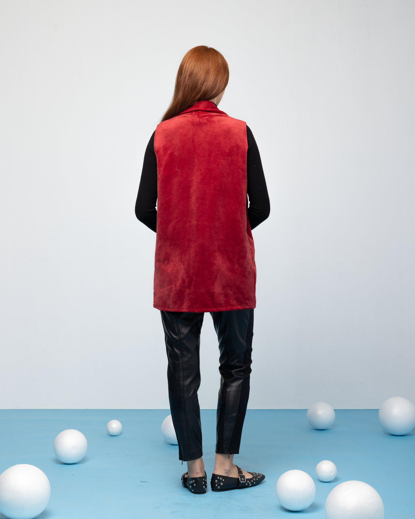 Velvet Gillet - Chilli Red