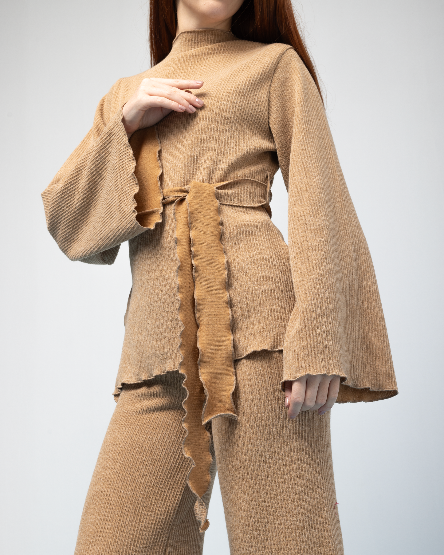 Wool Rib Set in Beige