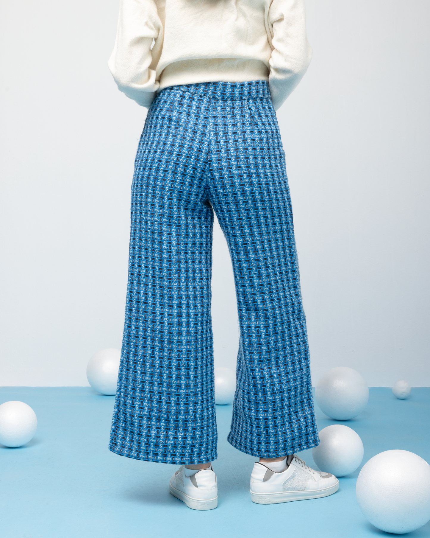 Italian Tweed Pants with Egyptian Cotton Lining in Blue