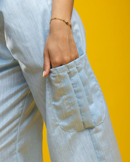 Cotton Linen Pants - Blue