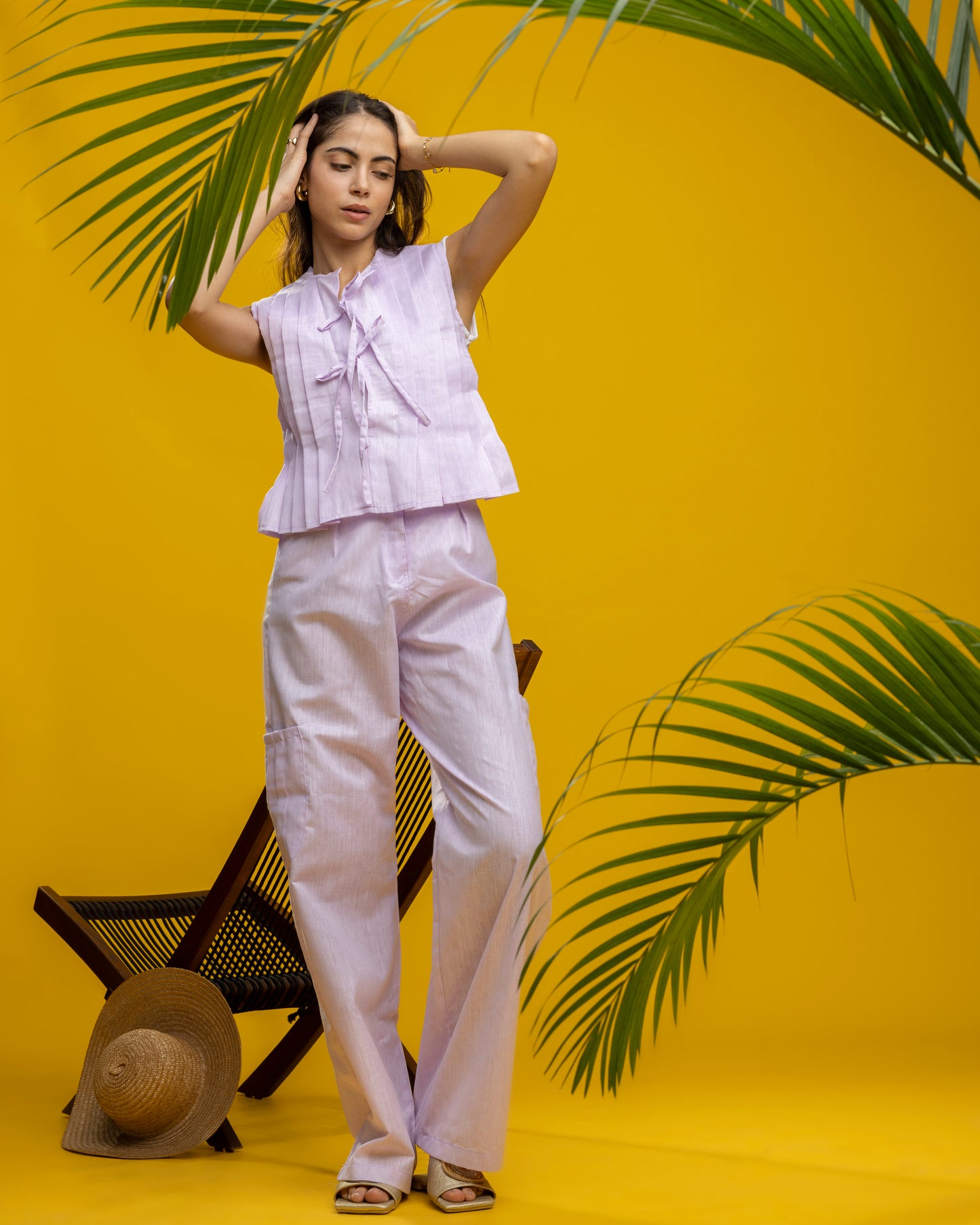 Cotton Linen Pants - Lilac