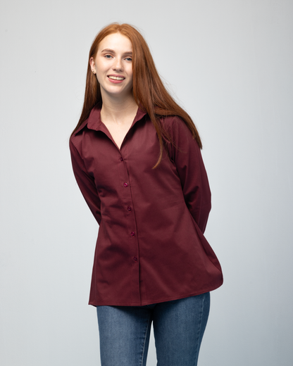 Cotton Shirt - Burgundy