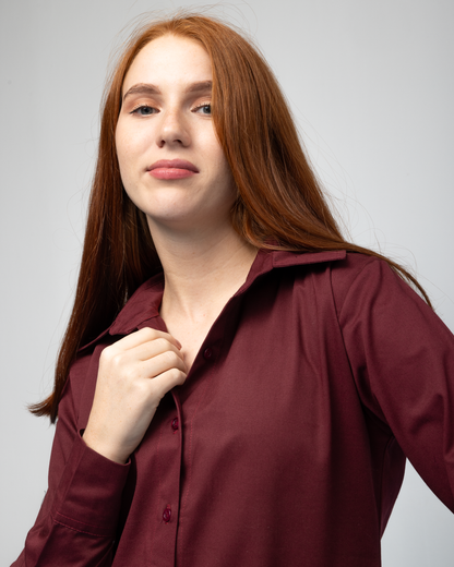 Cotton Shirt - Burgundy