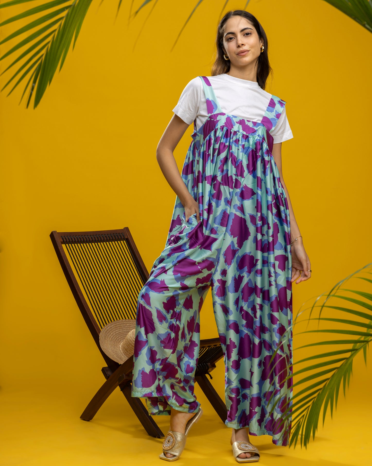 The Cielito Jumpsuit - Blue x Purple Pattern