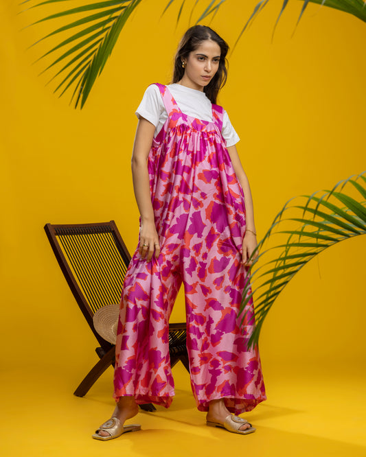 The Cielito Jumpsuit - Fuchsia Pattern