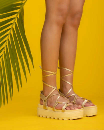 Spaghetti Sandals - Gold