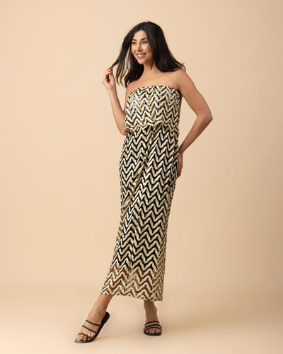 Sans Brutelle Dress - Gold x Black Ziggy Pattern