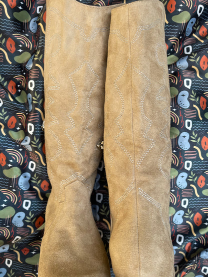 Detalles Suede Cowgirl Boots - BEIGE